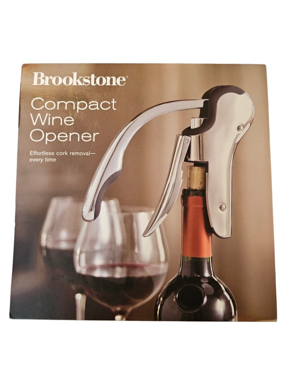Brookstone Compact Wine Opener & Foil Cutter Set - Lustrous Chrome​ NEW